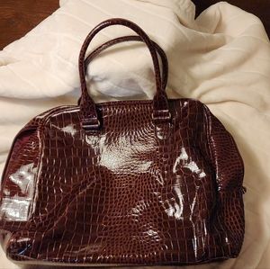 Jessica Simpson Large Brown Croc Embossed Carryall Handbag